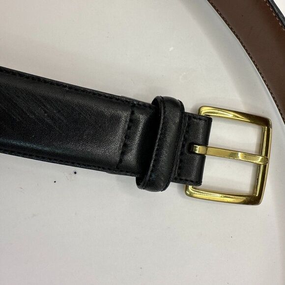 Roundtree Yorke Belt Mens 44 Black Leather Full Grain Cowhide Solid Brass Buckle - Picture 12 of 12